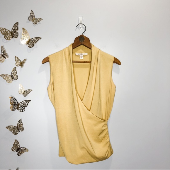 Belford Tops - 🦋🌙 BELFORD | Vintage Silk Pale Yellow Sleeveless